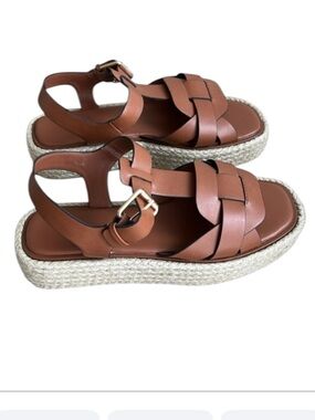 H&M Platform Espadrille Sandals Tan Size 7